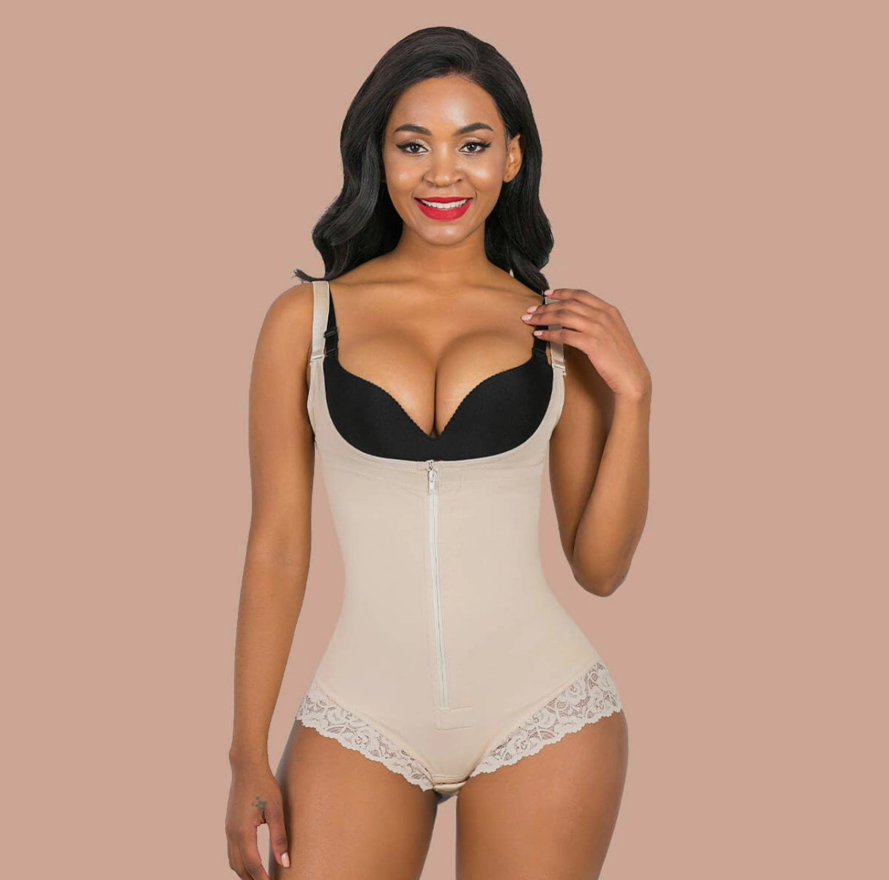 Shapewear-Open Bust Lace Cheeky with Zipper