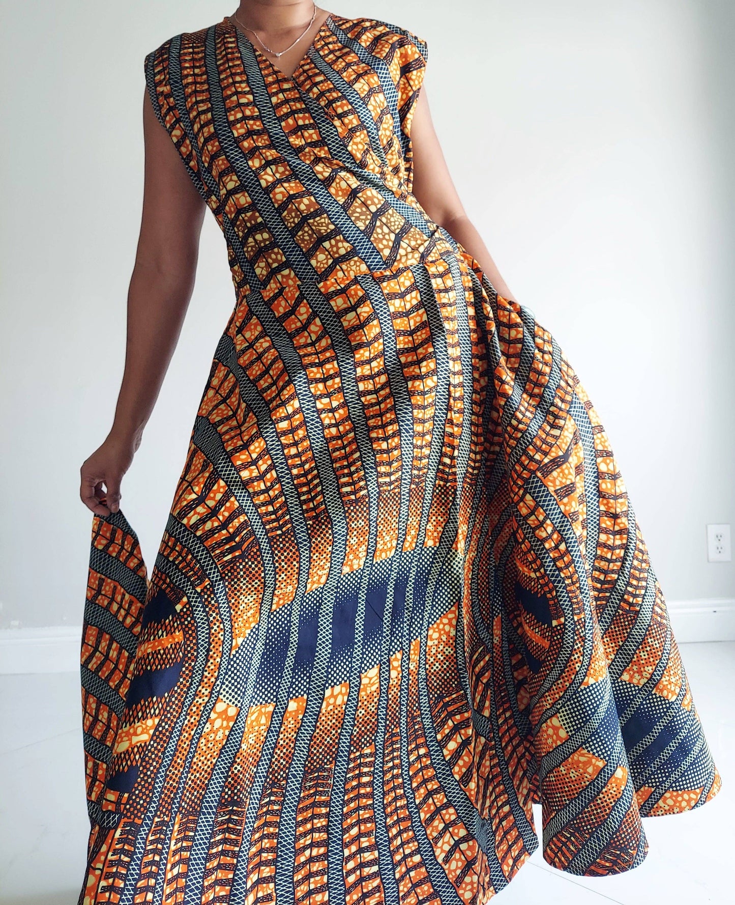 Dress-African Long Printed Sleeveless Wrap