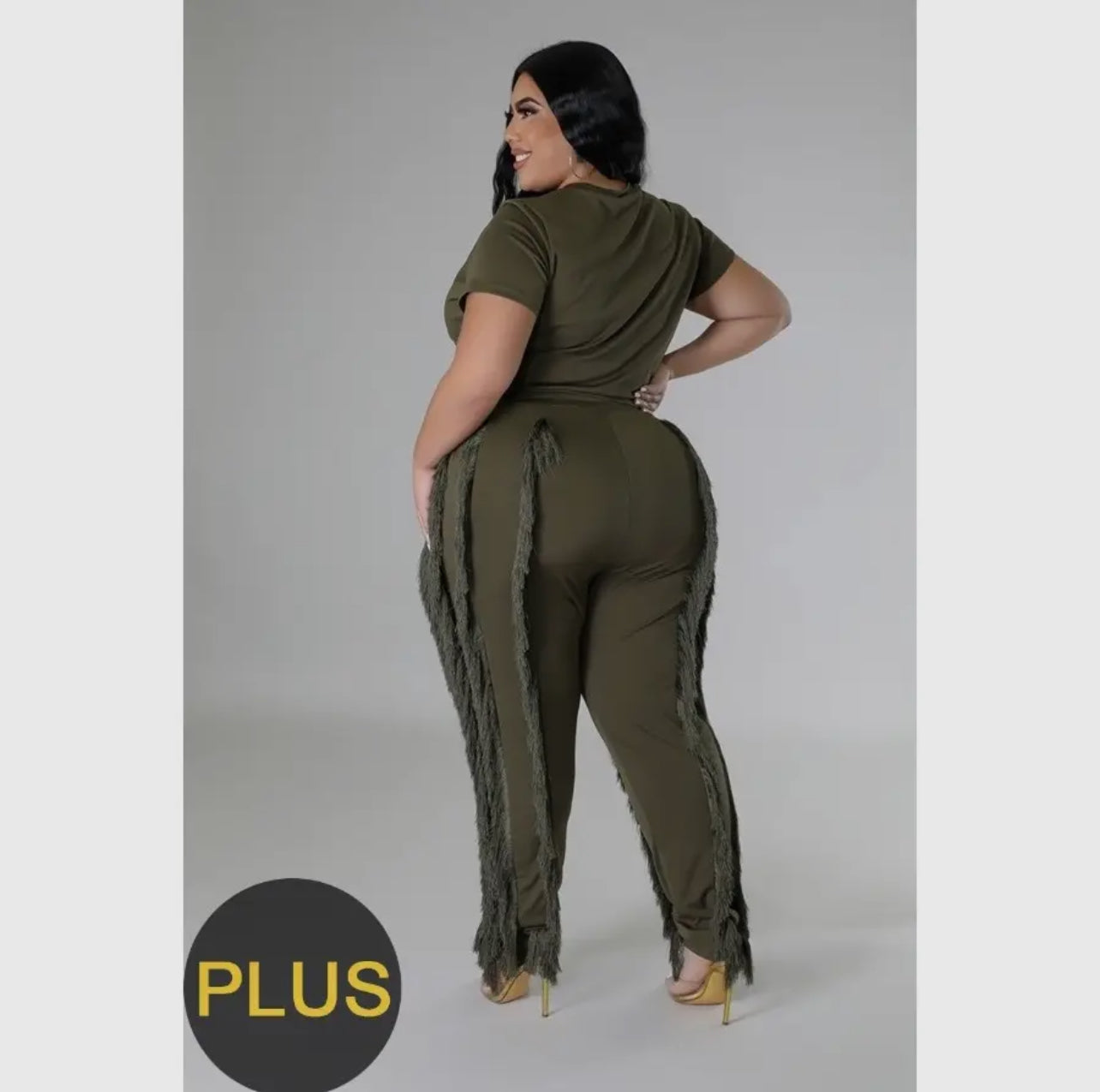 Pants Set-Stylish Plus Size w/Crop Top