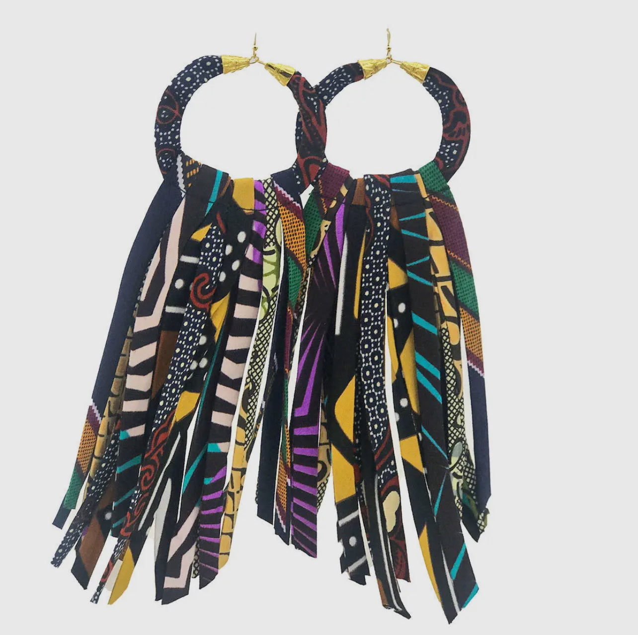 Earrings-Ankara Electric Purple Tassels