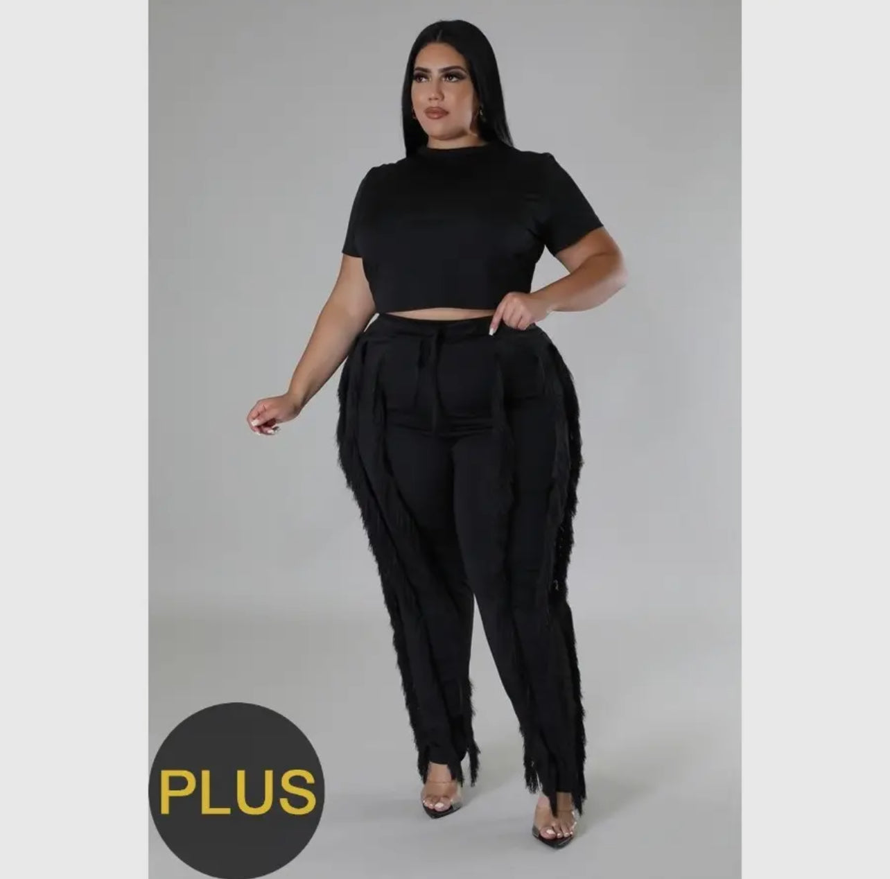 Pants Set-Stylish Plus Size w/Crop Top