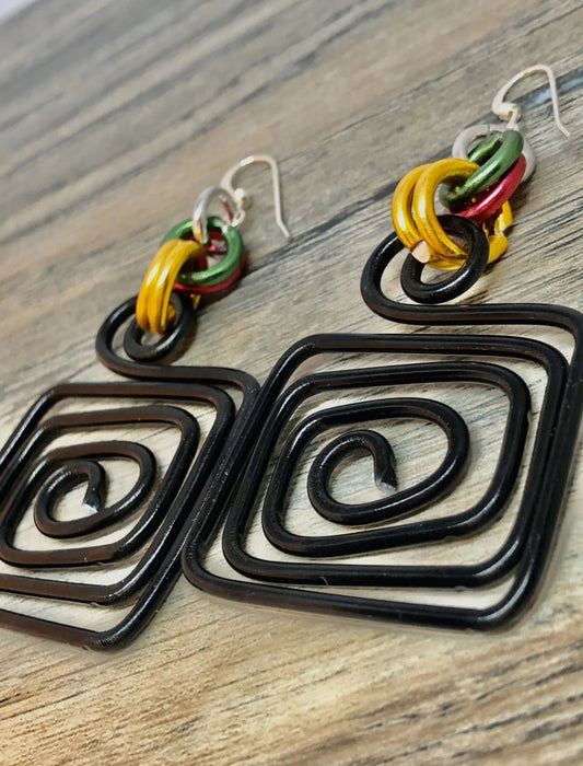 Earrings-Aluminum Black Wire Square