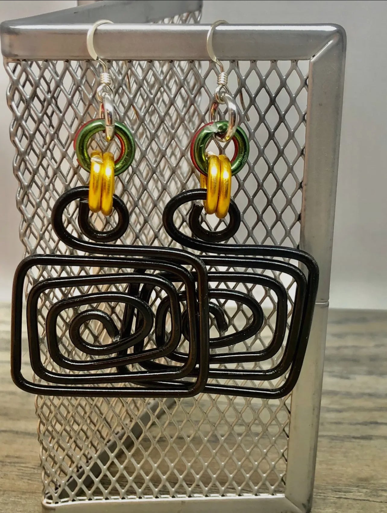 Earrings-Aluminum Black Wire Square