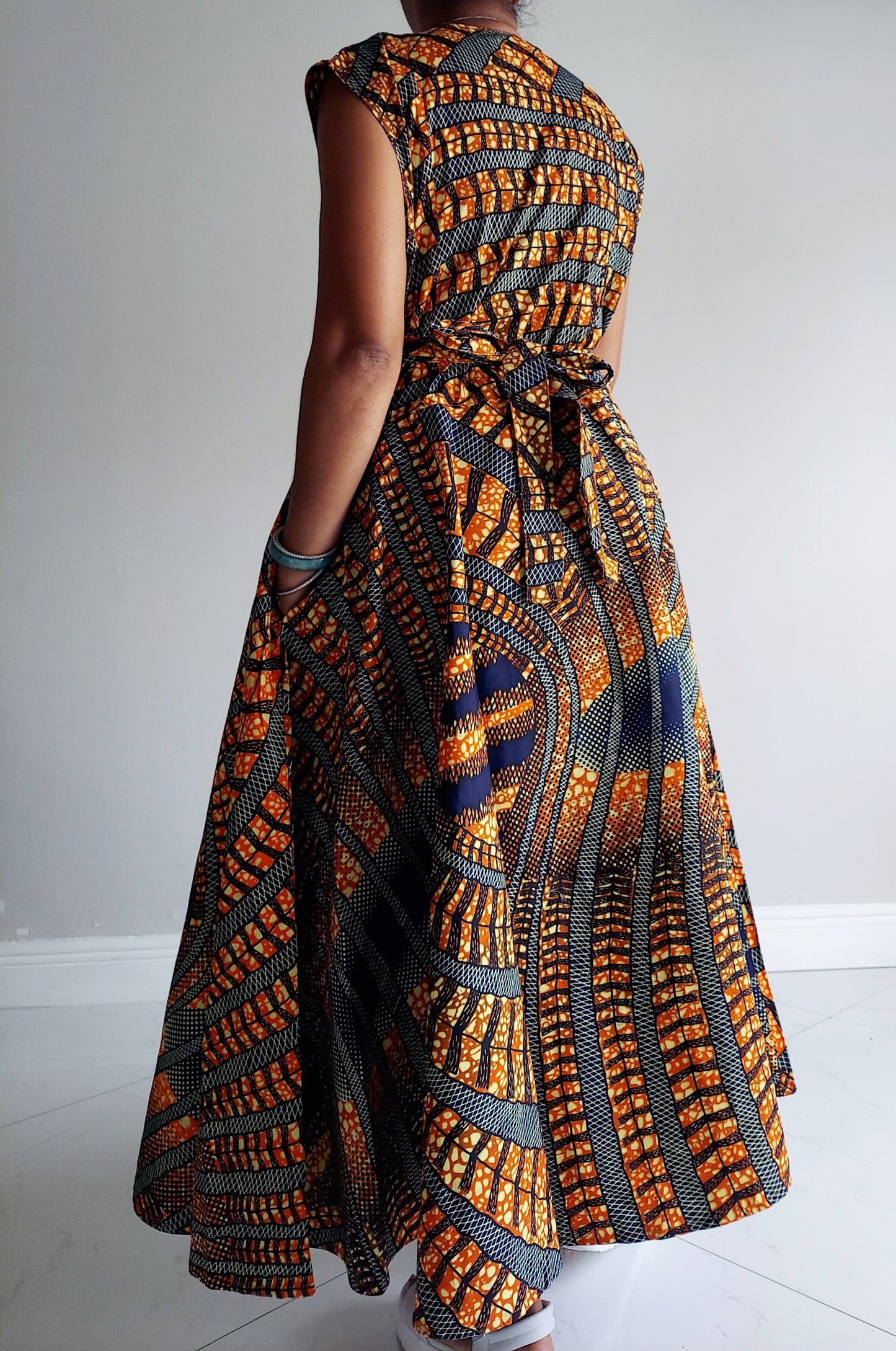 Dress-African Long Printed Sleeveless Wrap